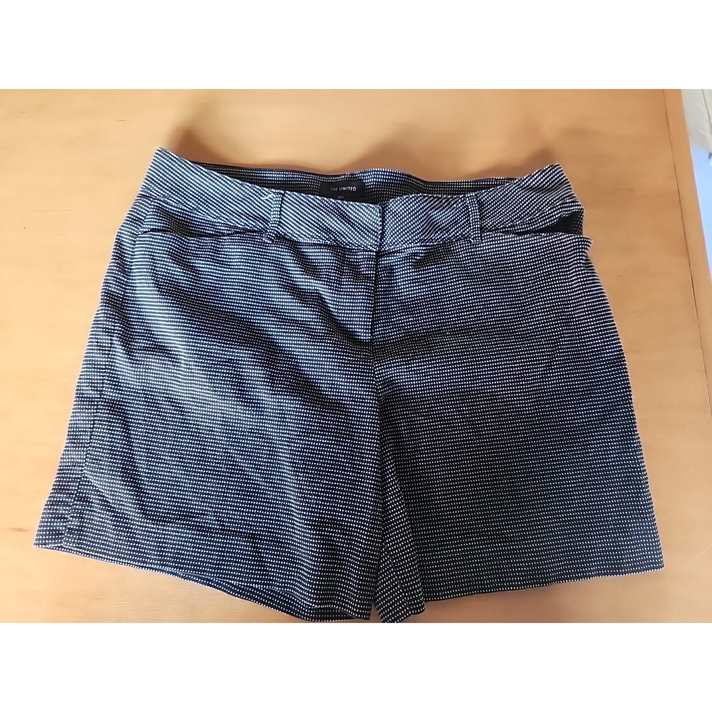 The Limited Women's Shorts Size 16 Black Polka Dot Chino Flat Front Cotton